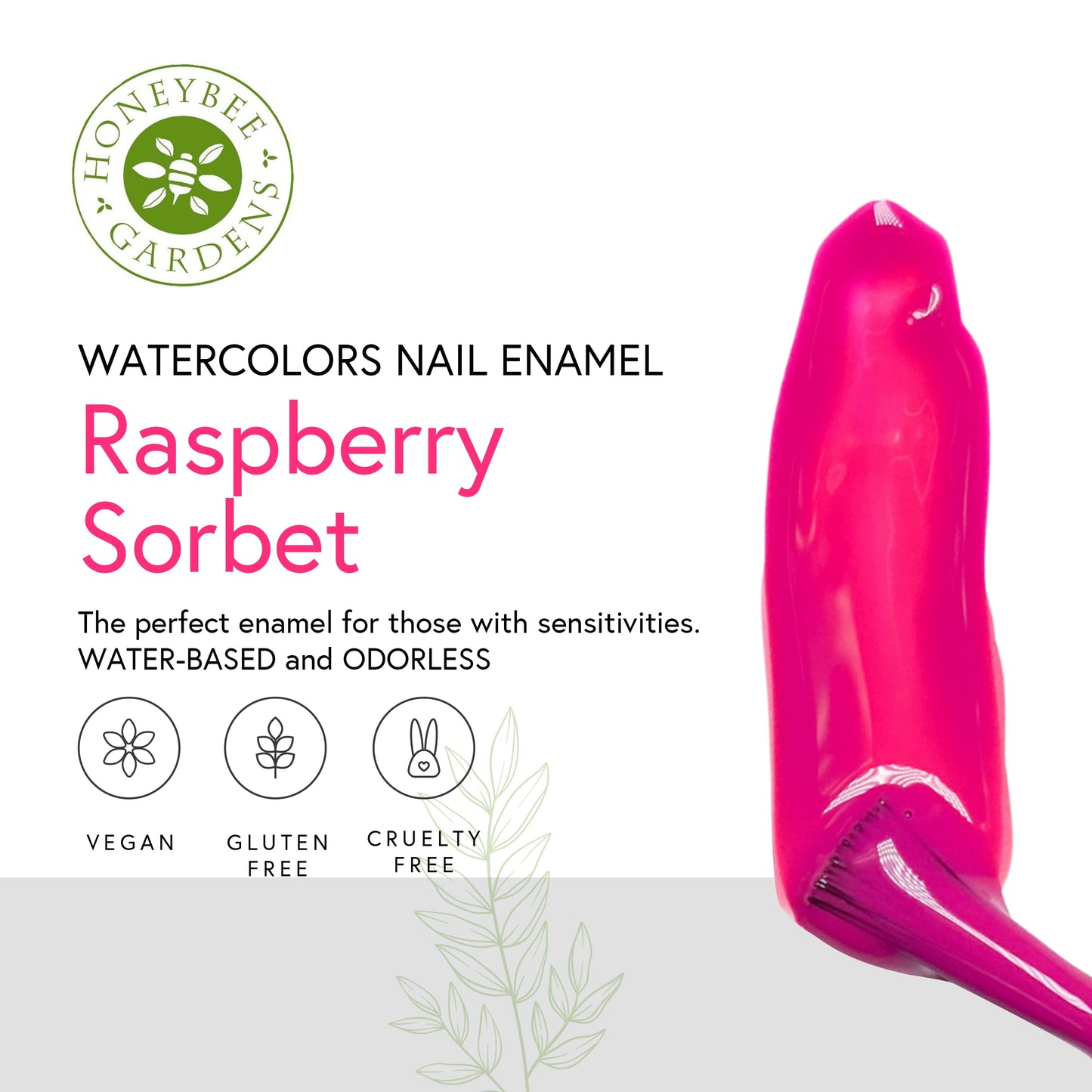 Honeybee Gardens Water-Based Nail Enamel: Eco-Friendly, Odorless & Vibrant - Raspberry Sorbet (Rich Bright Raspberry), 0.5 fl oz