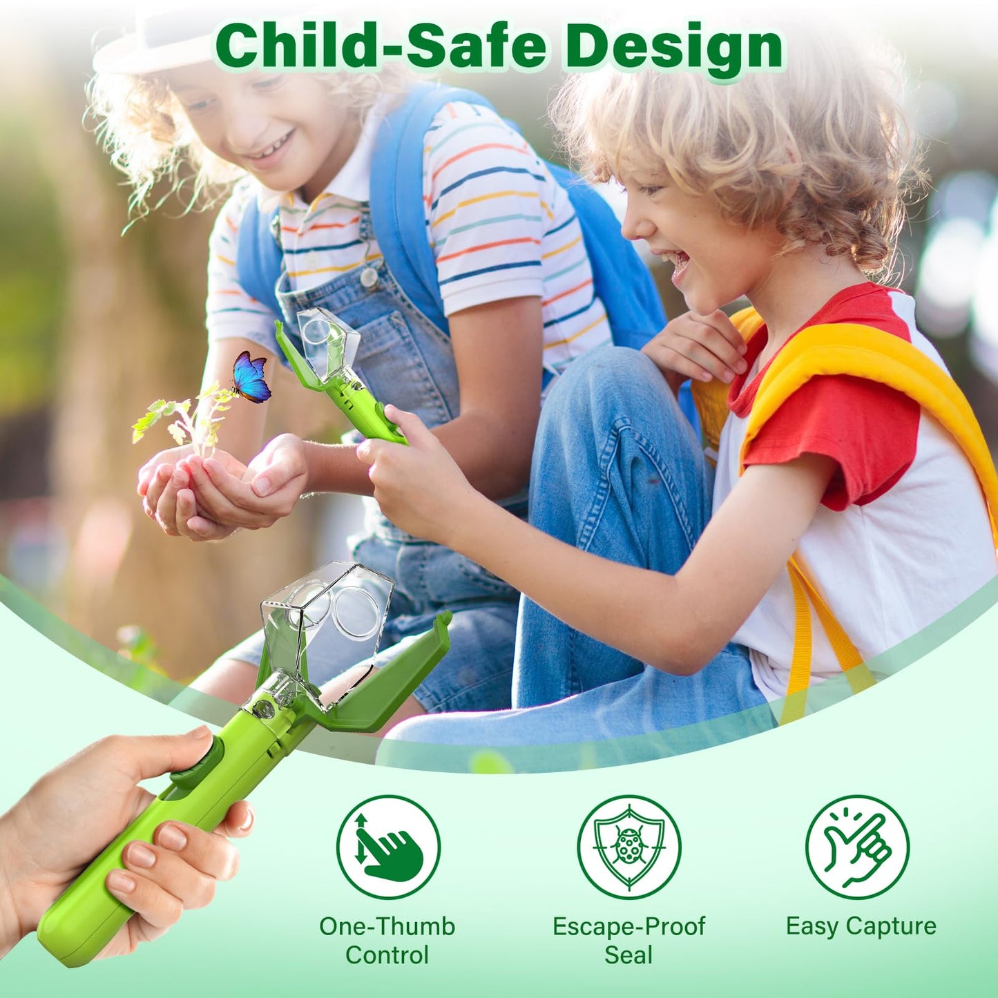 Bug Catcher Kit for Kids – Insect Trap with 6X Magnifier, STEM Educational Exploration Toy, Catch Ladybugs, Butterflies, Dragonflies & Spiders