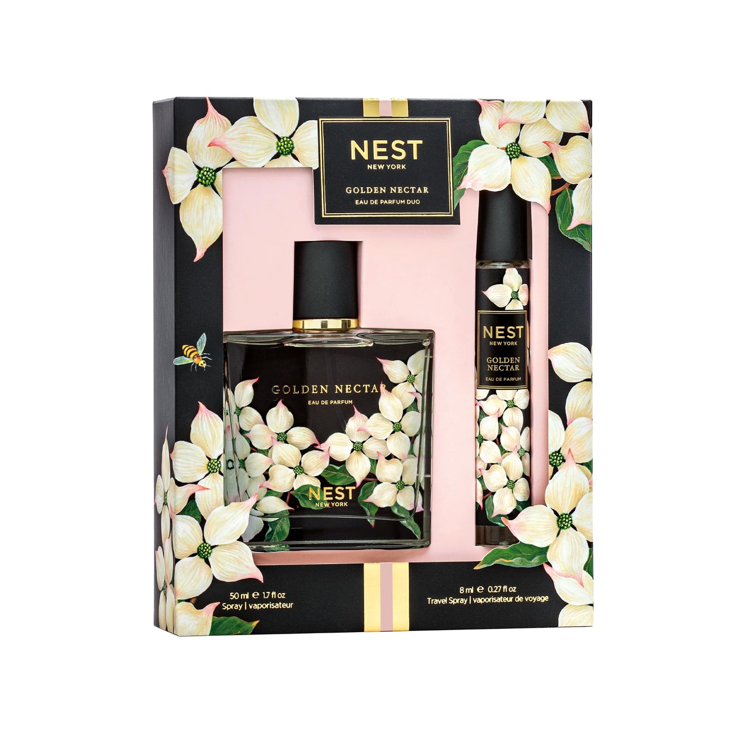 NEST New York Golden Nectar Fine Fragrance Set - Includes 50 mL (Full Size) & 8 mL (Travel Spray) - Vegan, Cruelty Free