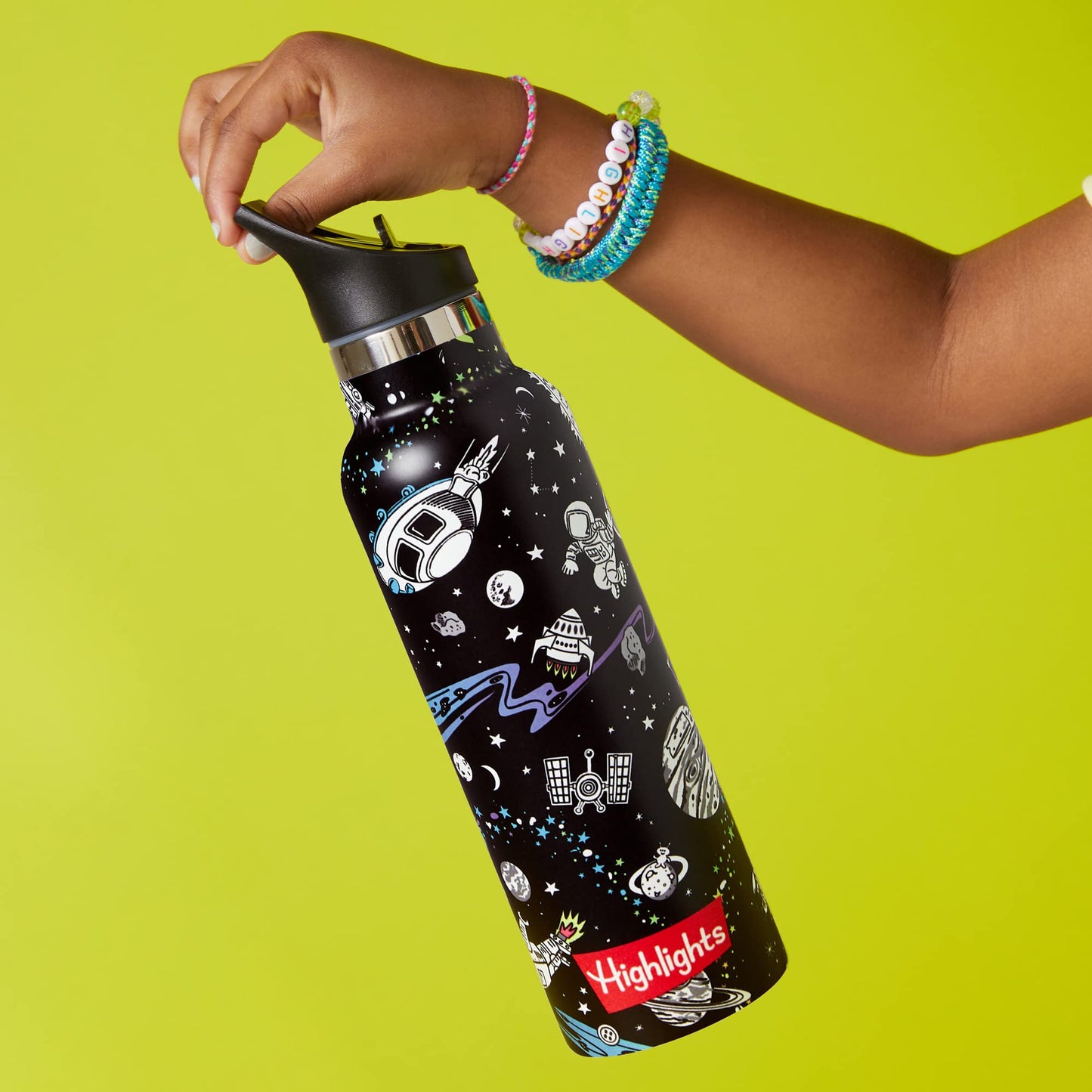 Highlights Insulated Water Bottle for Kids, 20-Ounce Stainless Steel Water Bottles for Boys and Girls, Double Wall Vacuum Insulated, Kids Water