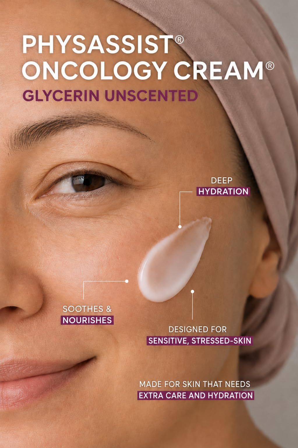 PhysAssist Oncology Cream Glycerin Unscented Moisturizer for Face & Body - Deep Hydration Cream for Dry, Sensitive & Stressed Skin - Fragrance-Free