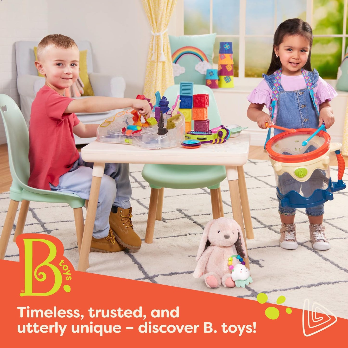 B. toys – Bingo’s Garage – Vehicle Playset Car Garage with Spiral Ramp – Working Elevator with 2 Toy Cars – 3 floor playset – 18+ Months