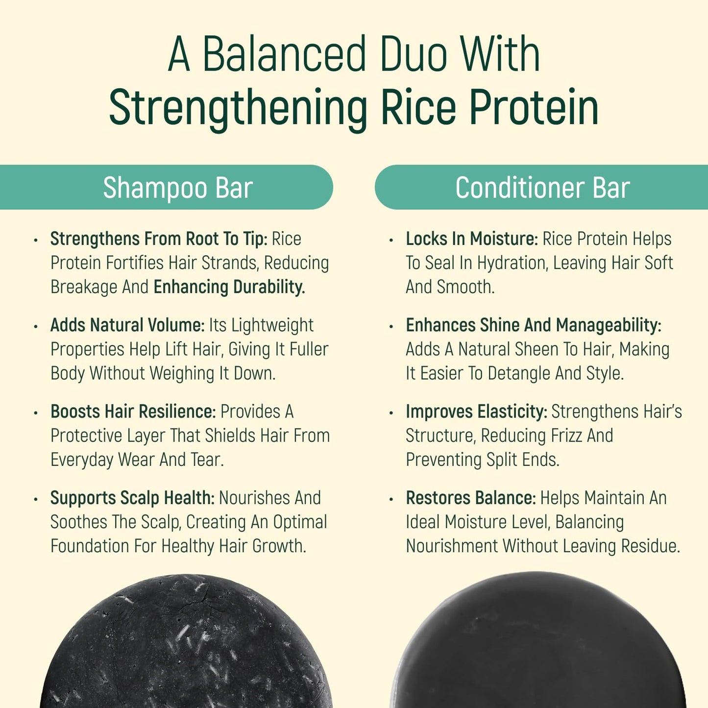 Solid Rice Protein Water Shampoo & Conditioner Hair Soap - Shampoo and Conditioner Bars For Hair With All Natural Plant Based Essential Oils And Zero