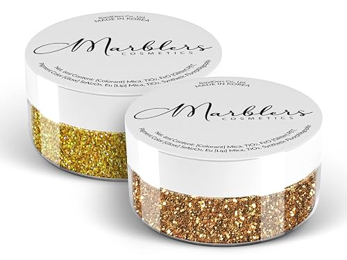 MARBLERS Twinkle Face & Body Glitter Duo [Dark Gold & Holo 24K Gold] 0.36oz (10g) | Non-Toxic | Cruelty-Free | Eyeshadow, Nail Polish, Nail Art |