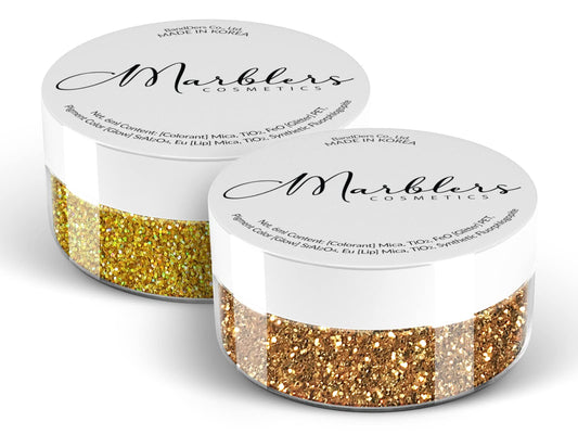 MARBLERS Twinkle Face & Body Glitter Duo [Dark Gold & Holo 24K Gold] 0.36oz (10g) | Non-Toxic | Cruelty-Free | Eyeshadow, Nail Polish, Nail Art |