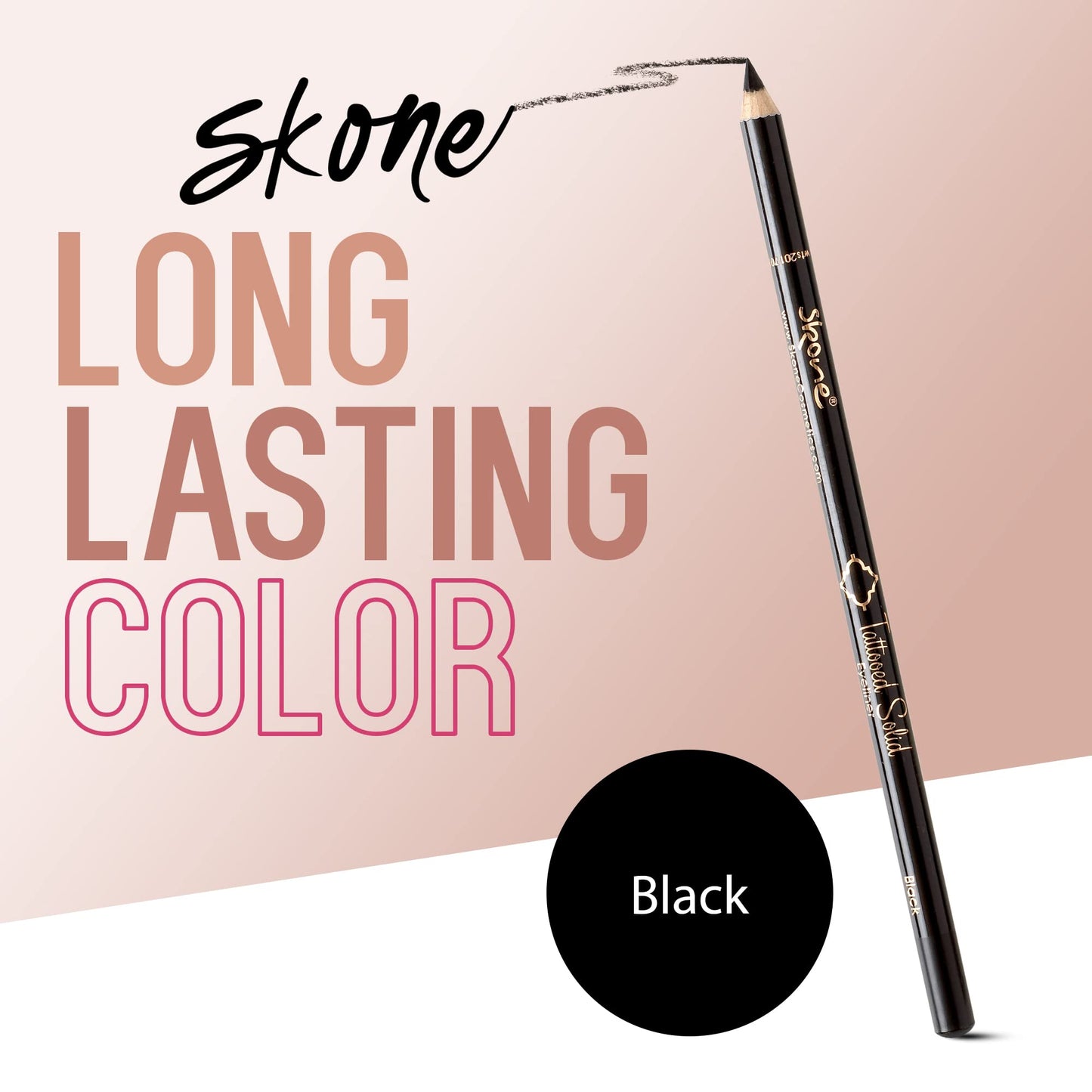 Skone Cosmetics Tattooed Solid Eyeliner - Waterproof, Smudge-Proof, Long-Lasting Pencil for Precise Eye Definition - Ultra-Smooth, Soft Glide