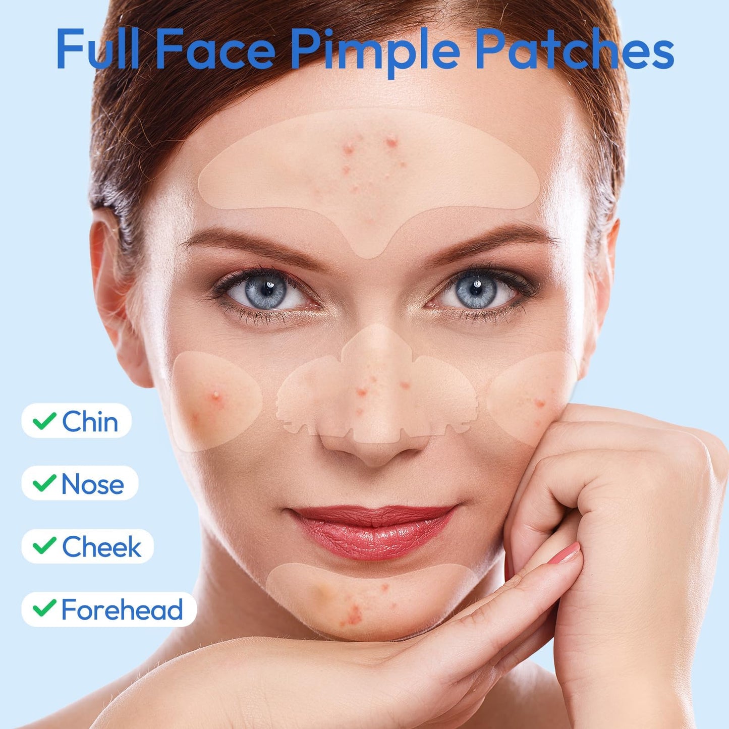 Full Face Pimple Patches (5 Pack, 25 Patches),XL Hydrocolloid Acne Patches for Whole Face,Nose,Chin,Forehead,Cheeks w/Tea Tree Oil&Salicylic