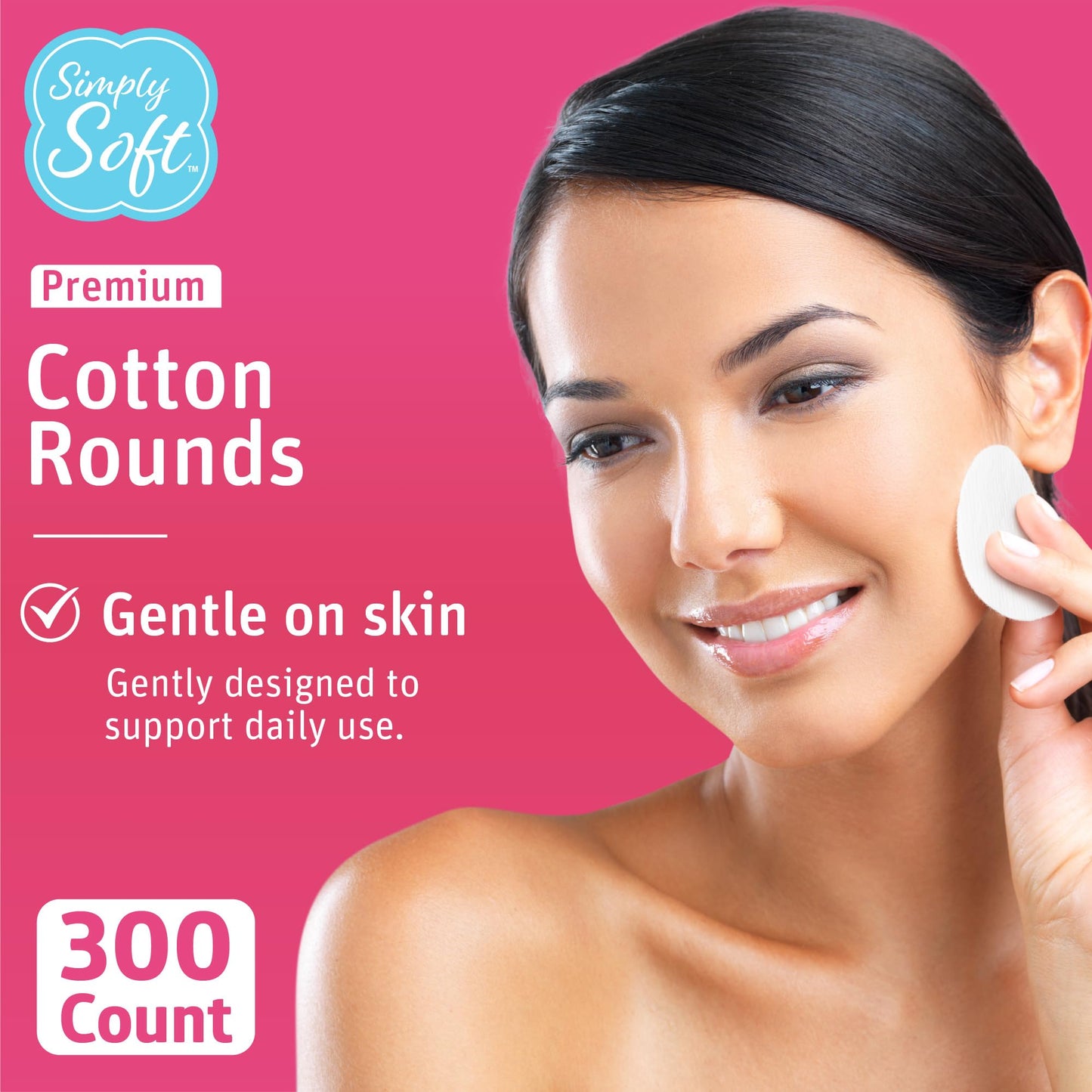 Medline Simply Soft Cotton Rounds (300 Count), 100% Cotton Absorbent and Textured Cotton Pads, Lint-Free (Pack of 6) Beauty and Personal Care Medline