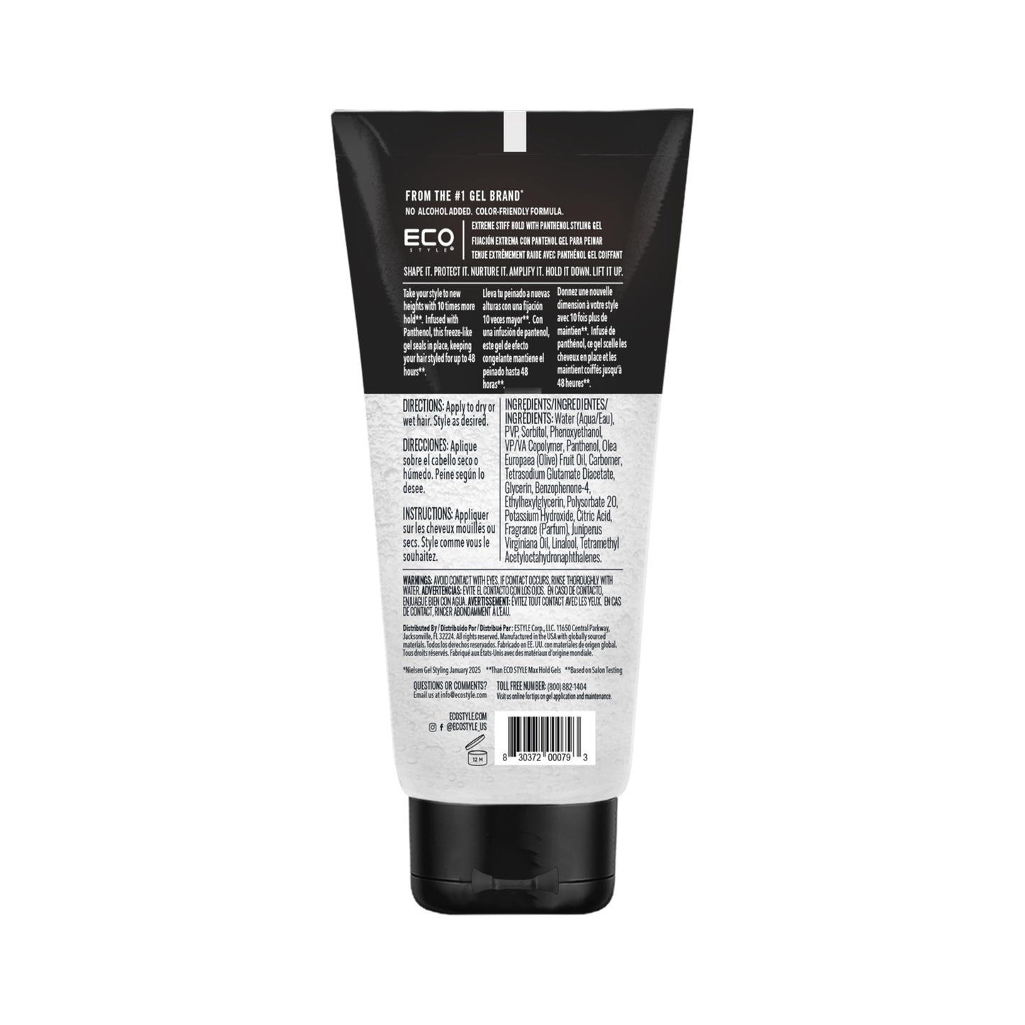 Eco Style Extreme Stiff Hold Gel - Maximum Hold Styling Gel for Textured Hair, Long-Lasting Definition and Control, Alcohol-Free Formula, 6 oz