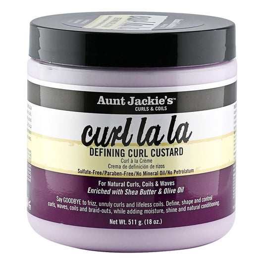 Aunt Jackie's Hair Styling Agent Curl Custard, 18 oz - For Natural Hair Curls, Coils and Waves, Enriched with Shea Butter and Olive Oil