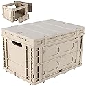 FAHKNS Collapsible Storage Bins with Lids,Stackable Utility Crates with Handles,Foldable Camping Box with 2 Side Doors,Folding Containers…