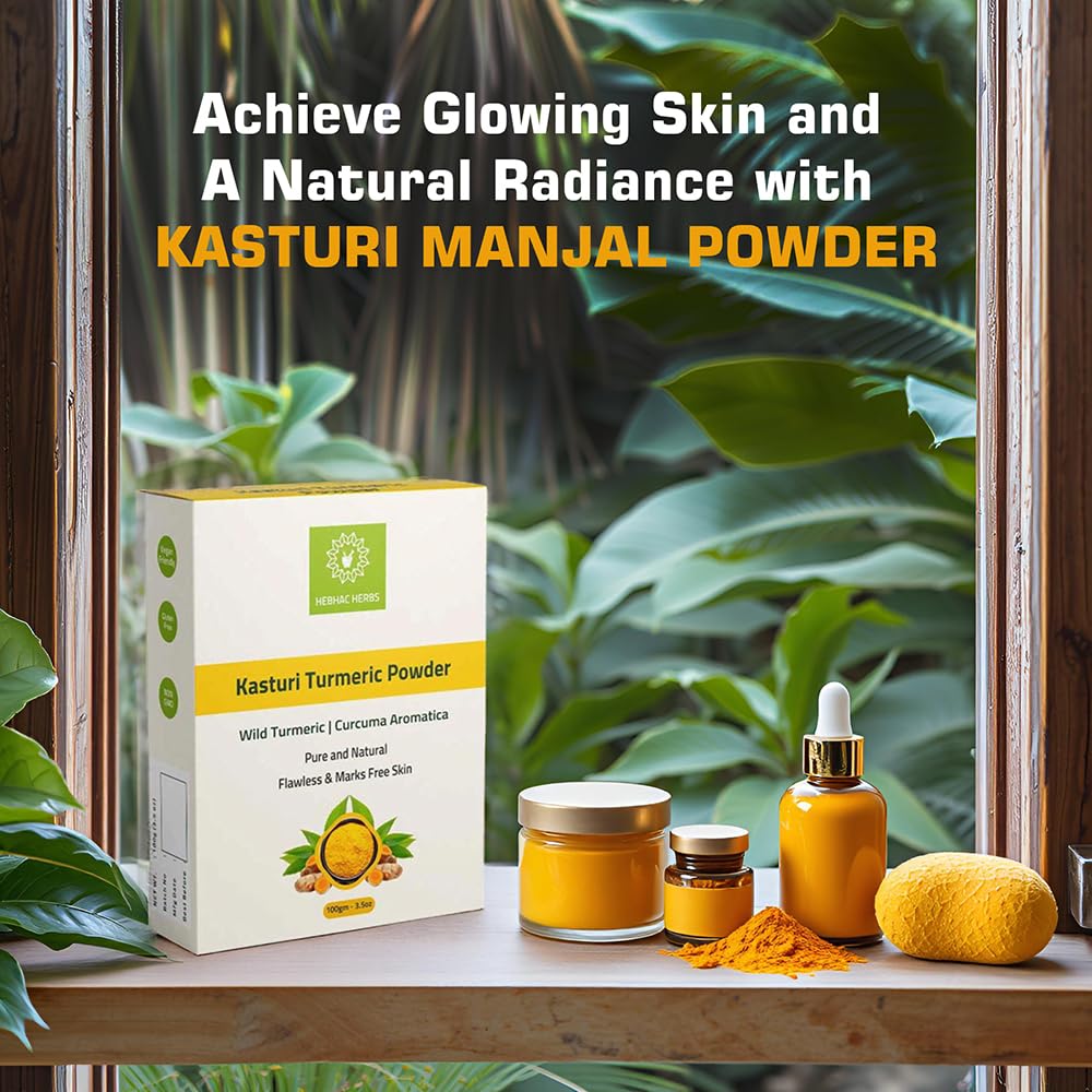 Kasthuri Manjal Powder for Skin and Face Care| Wild Turmeric powder | Curcuma Aromatica | Helps Acne skin (3.5 oz)