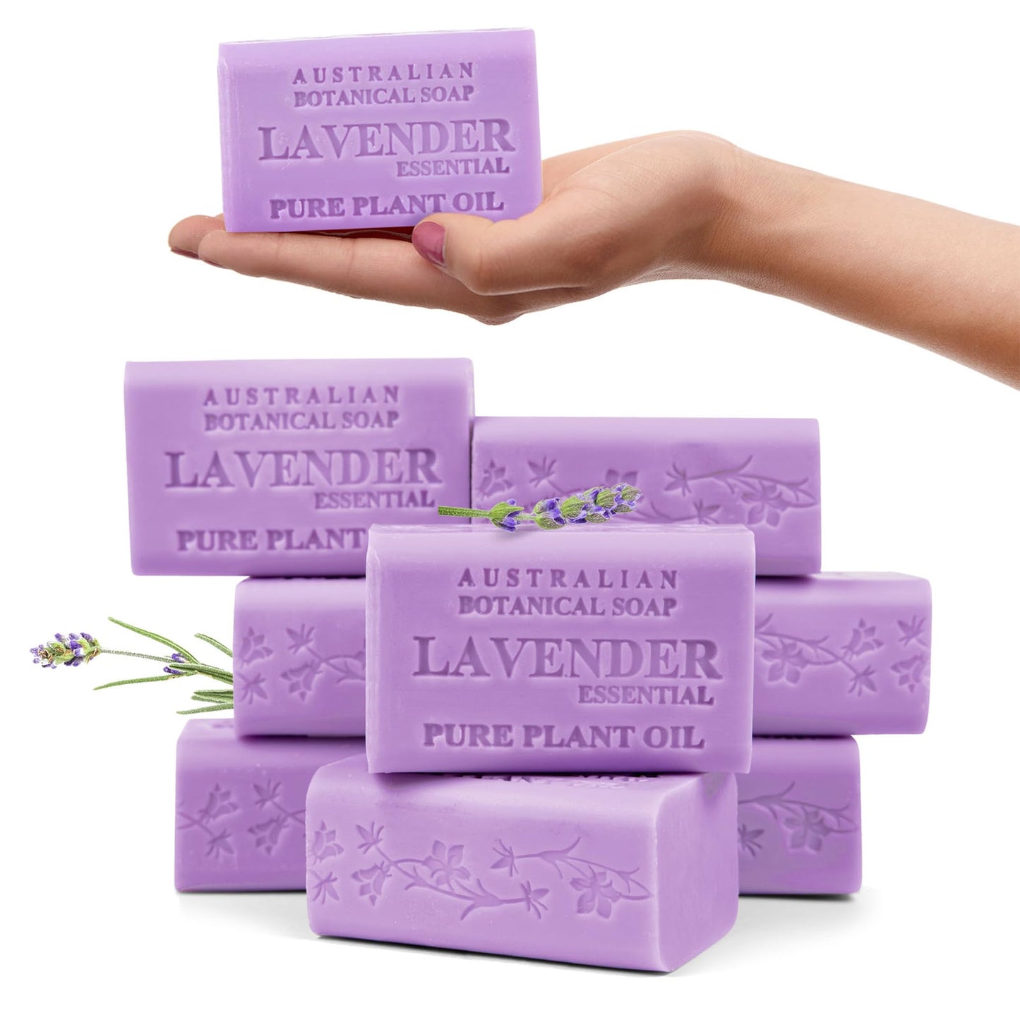Australian Botanical Soap, 6.6 OZ, Lavender and Essential Oil, Triple Milled Bars made with a Natural Soap Base and Enriched with Organic Shea Butter