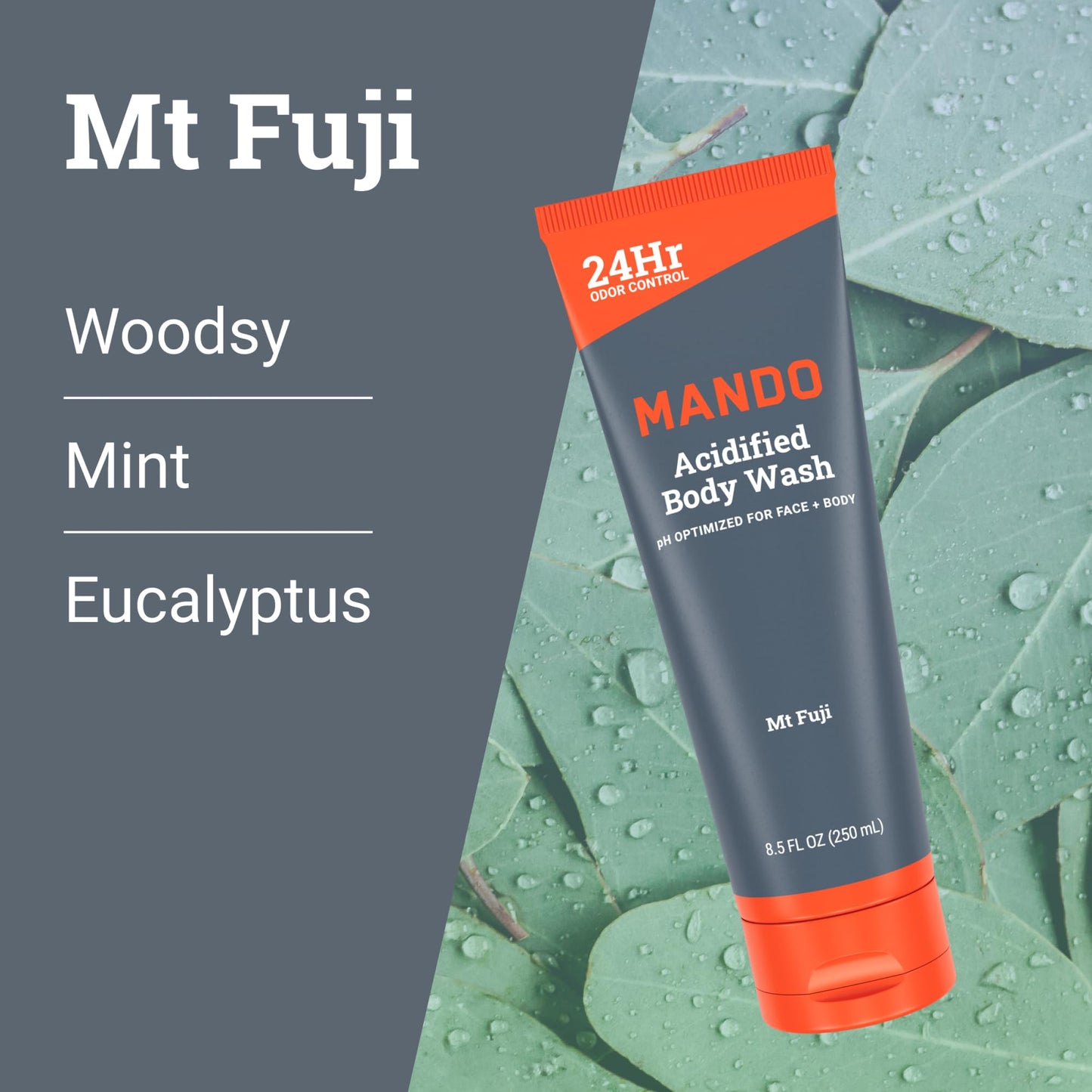Mando Odor Shield Body Wash - 24 Hour Control - Removes Odor Better than Soap - SLS Free, Paraben Free, Skin Safe - 8.5 Ounce (Pack of 2) (Mt Fuji) Beauty and Personal Care Mando