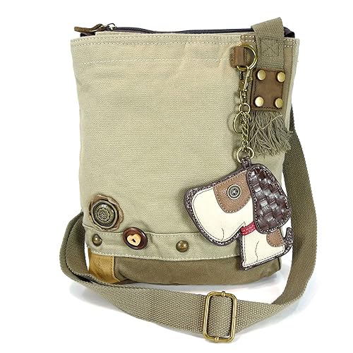 CHALA Handbag Patch Crossbody DOG Sand Brown Bag Canvas