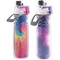O2COOL Mist 'N Sip Misting Water Bottle 2-in-1 Mist And Sip Function With No Leak Pull Top Spout Reusable Sports Water Bottle - 20 oz (Tie