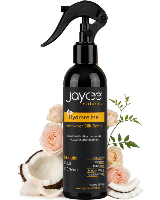 Jaycee Naturals Hydrate Me Rosewater Silk Spray with Silk Amino Acids and Coconut Water To Refresh and Revive All Hair Textures and Styles, Light Beauty & Personal Care Jaycee Naturals