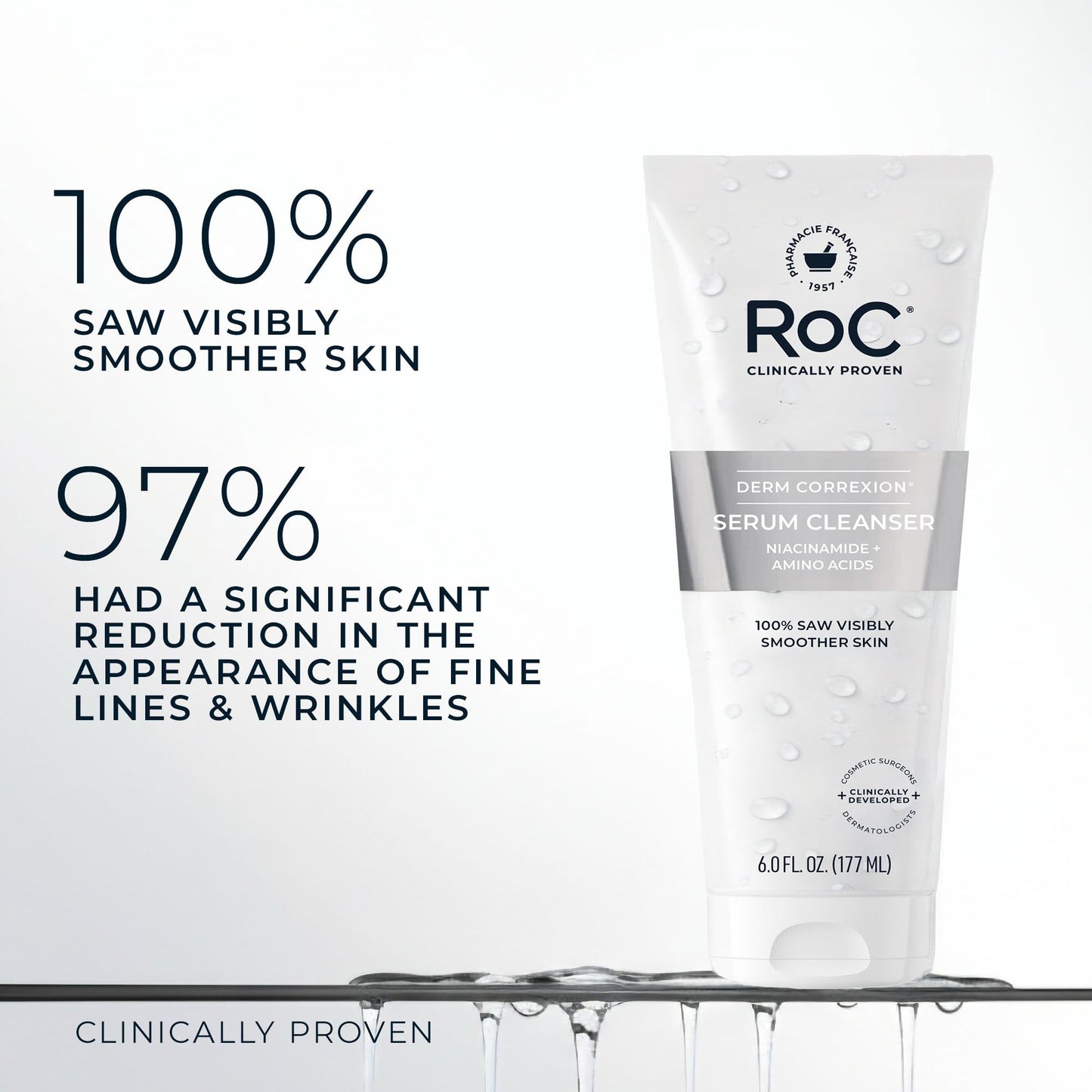 RoC Retinol Correxion Deep Wrinkle Serum Facial Cleanser with Niacinamide for Anti-Aging & Fine Lines, Makeup Remover, Ophthalmologist Tested Skin Beauty and Personal Care RoC