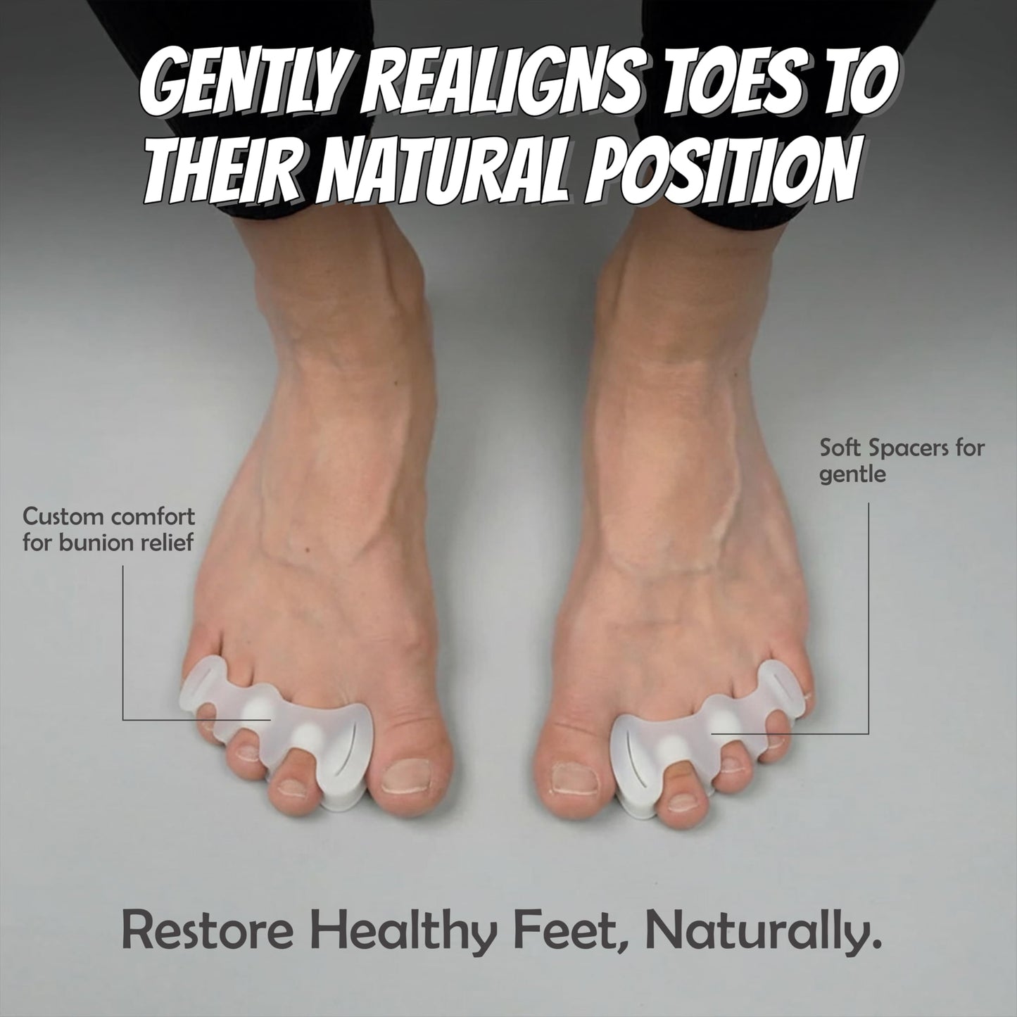 Healthy Happy Long Life Toe Spacers Soft for Beginners - Toe Separators for Alignment, Toe Straightener for Foot Pain Relief, Silicone Bunion Beauty & Personal Care HEALTHY HAPPY LONG LIFE