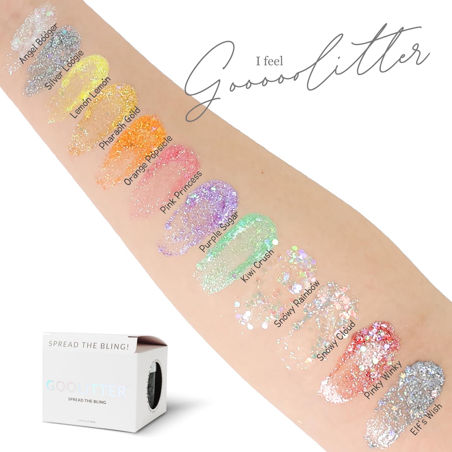 Goolitter Face, Body & Hair Holographic Clear White Glitter Gel [Snowy Cloud] 2oz (60mL) | Chunky | K-Beauty | Halloween, Festival, EDM, Rave, Party