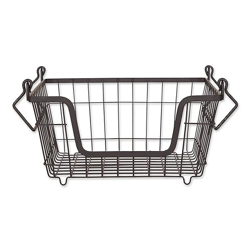 DII Metal Wire Mesh Stackable Utility Storage Bin, Small, 11x11x6, Black