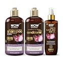 WOW Skin Science Onion Black Seed Oil Shampoo & Conditioner Treatment Set with Oil for Strong, Soft & Shine Hair for All, Dry, Damaged Hair Types
