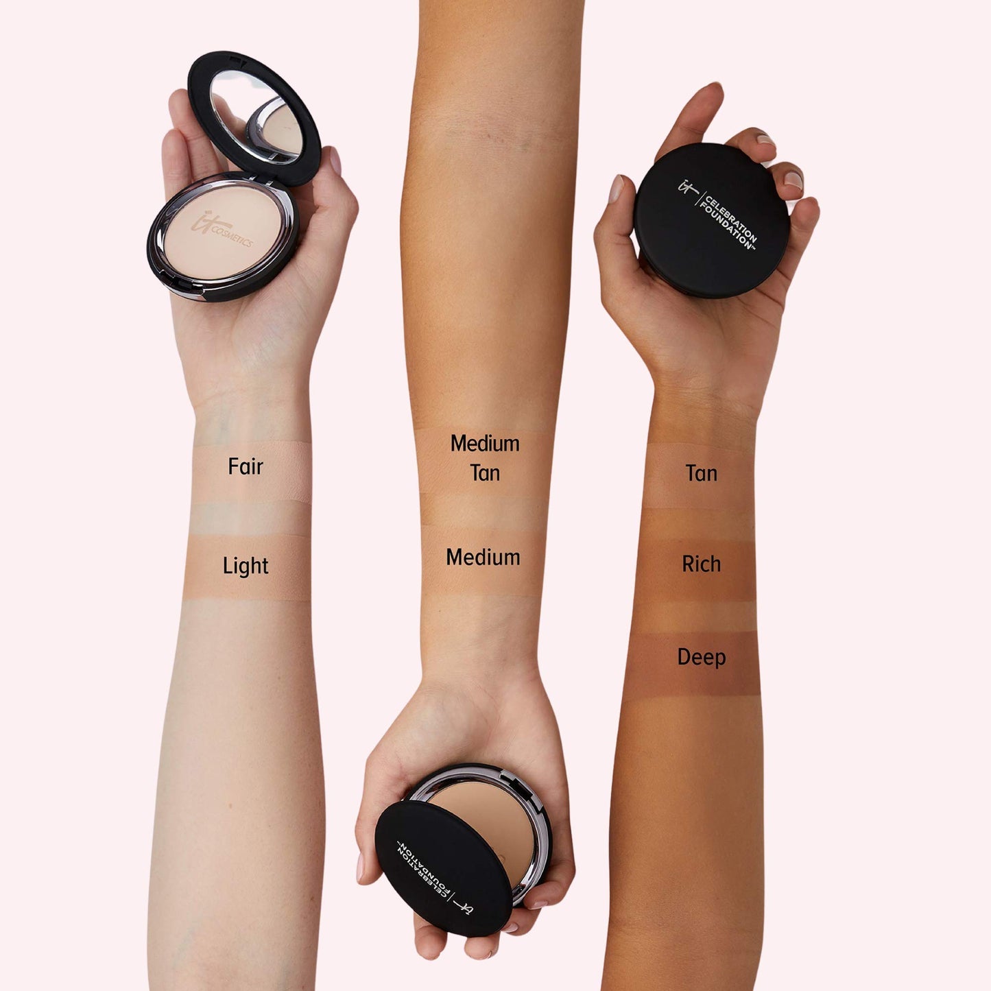 IT Cosmetics Celebration Foundation, Medium Tan (W) - Full-Coverage, Anti-Aging Powder Foundation - Blurs Pores, Wrinkles & Imperfections