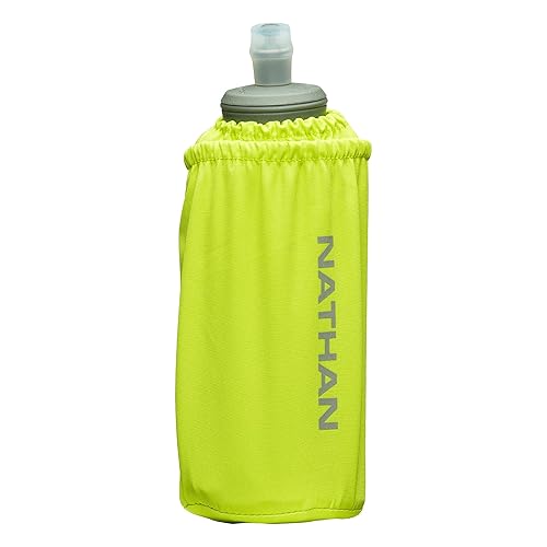 Nathan Handheld Soft Flask 18oz - Exo-Draw Insulated Collapsible Bottle - Grip-Free Strap & Rigid ExoSpine for Comfort/Support - Breathable Mesh