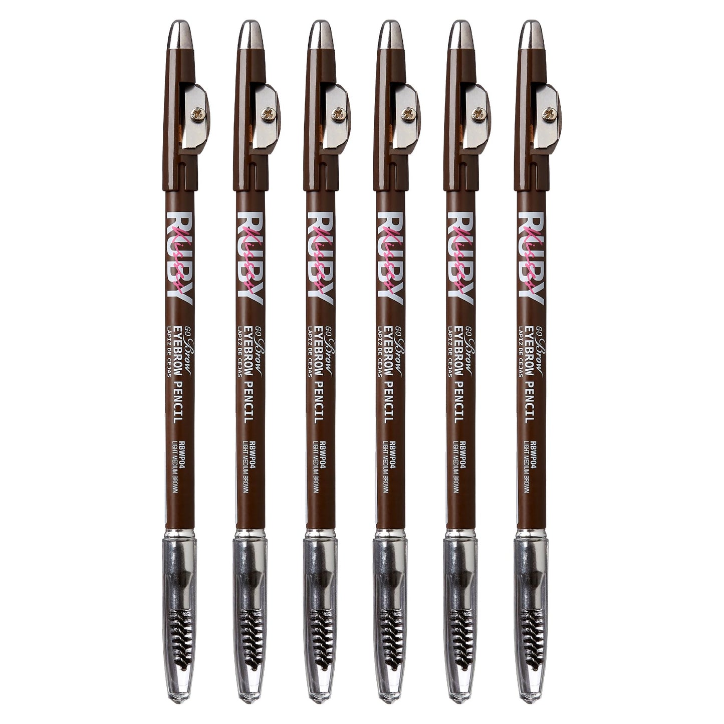 Kiss Go Brow Eyebrow Wooden Pencil Light Medium Brown(6 Pieces)