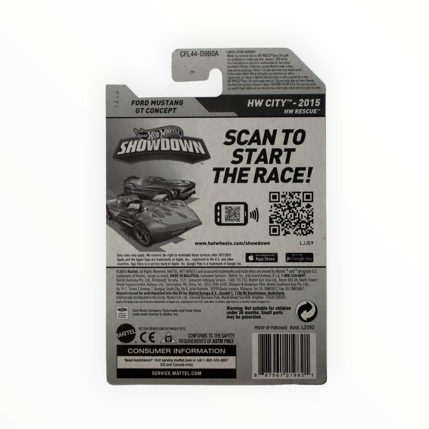 Hot Wheels 2015 HW City Ford Mustang GT Concept (Police Car) 49/250, White