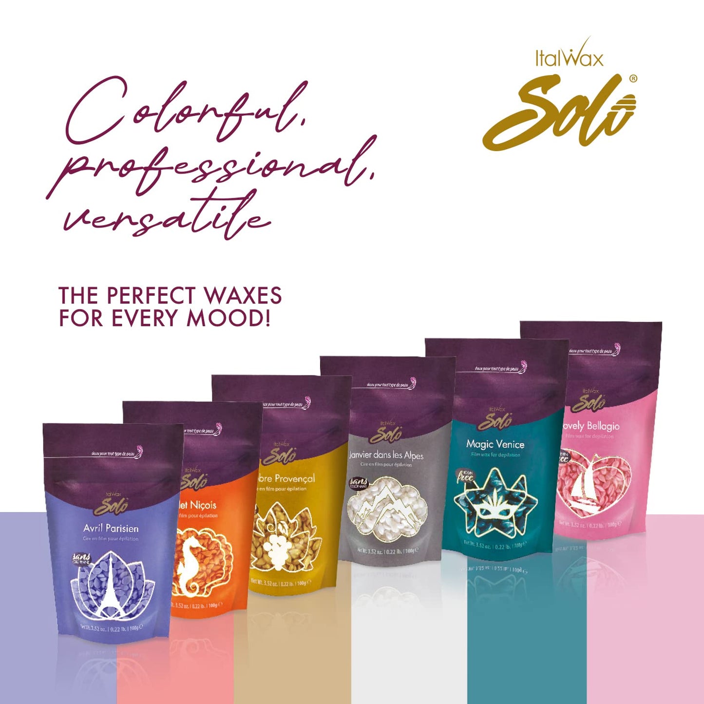 Italwax Solo Avril Parisienne - 100g / 3,52 oz - Hard wax beads for hair removal - Iliac color - Orchid fragrance transparent synthetic formulation Beauty and Personal Care Italwax