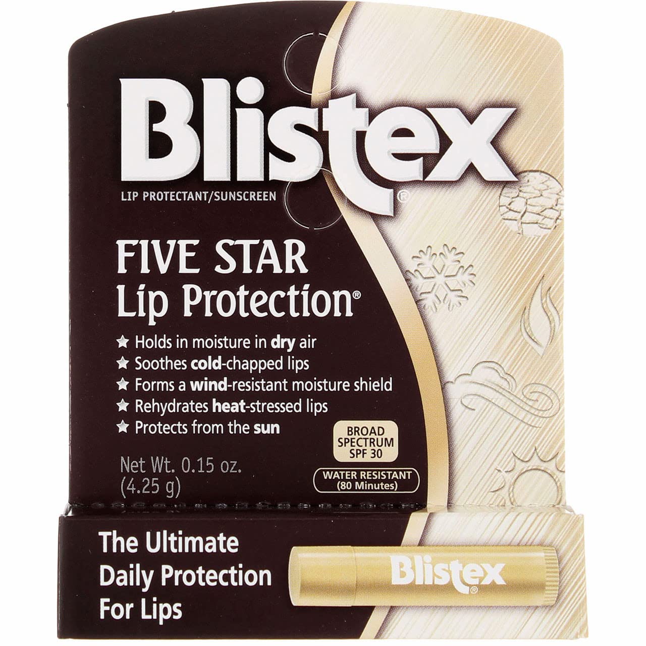 Blistex Five Star Lip Protection Lip Protectant/Sunscreen SPF 30 - Pack of 4 Beauty and Personal Care Blistex