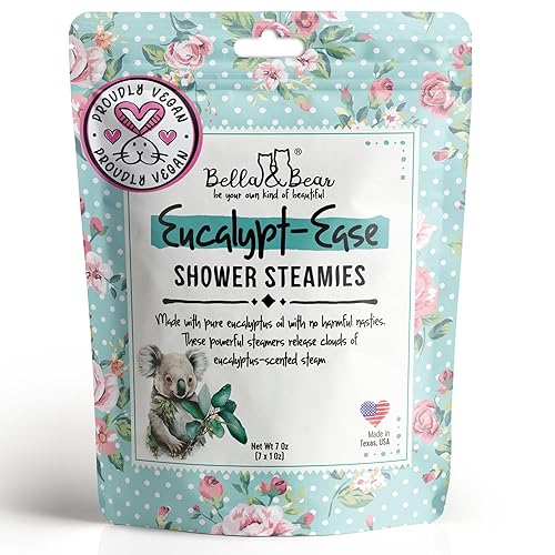 Bella & Bear Shower Steamers Eucalyptus Shower Bombs Aromatherapy, Shower Tablets - Eucalypt-Ease Shower Steamers with Essential Oils - Home…