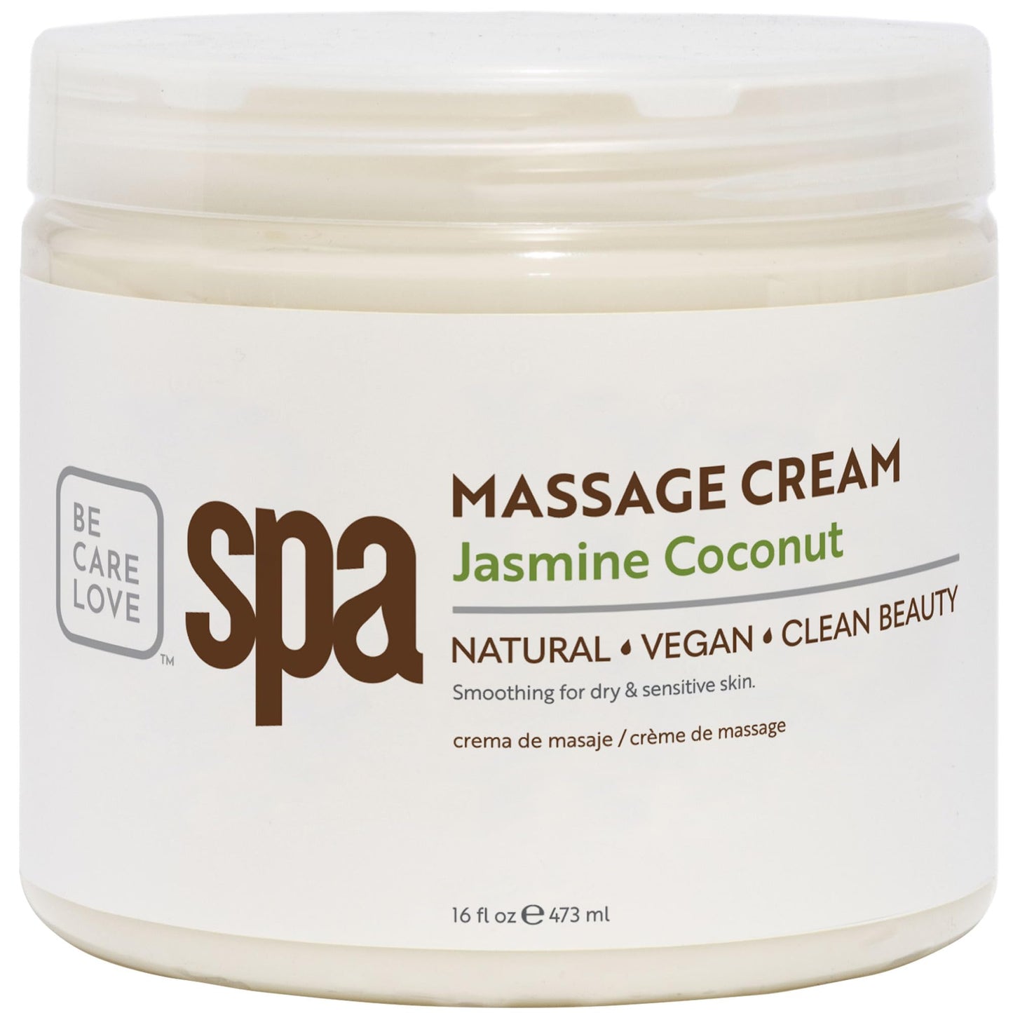 BCL SPA Massage Cream organic Jasmine + Coconut body lotion with rice extract, shea butter, aloe vera, argan and jojoba oils, body cream to hydrate