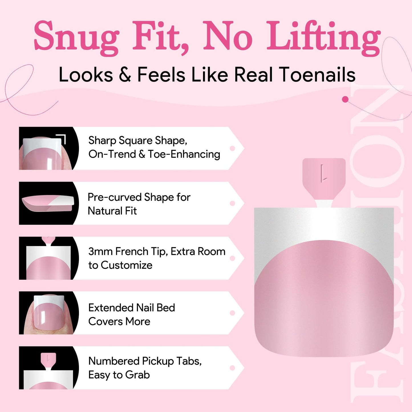 Toe Nails Press On French Tips for Women, 15 Sizes 150 Pcs Sharp Square Pre-applied Primer & Base Coat Toenail Press Ons Baby Pink Full Cover Fake Beauty and Personal Care QIEK