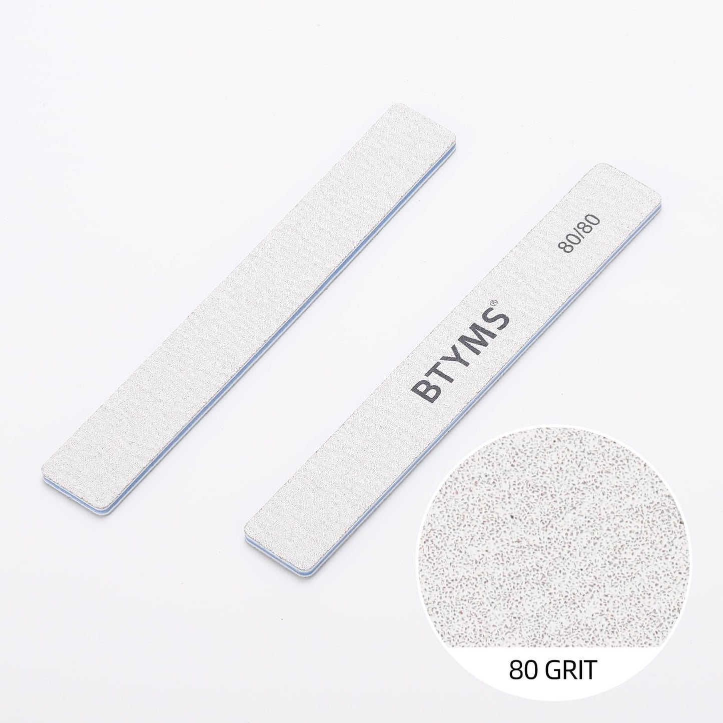10 Count 80/80 Grit Rectangle Nail Files for Acrylic Nails, Reusable Buffering Files Double Sided Emery Boards for Nails Beauty and Personal Care BTYMS