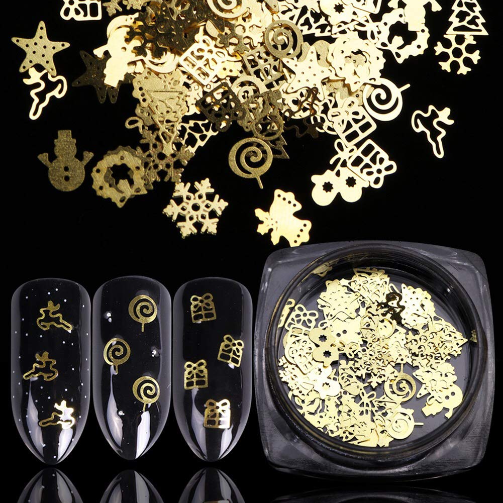 Simliber 1 Sets/3Boxes 3D Snowflake Sequins for Nail Art Decoration Glitter Set Sparkly DIY Nail Accessories Christmas Nail Designs Trendy Christmas
