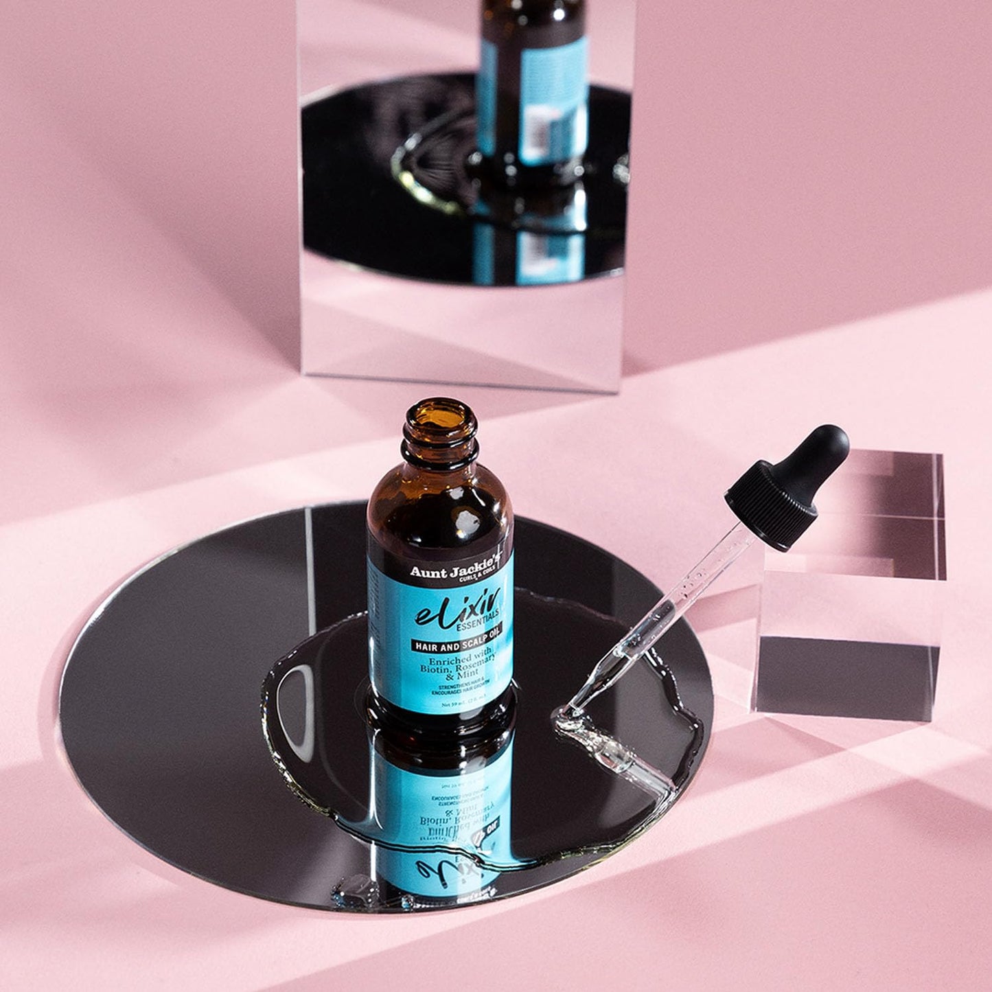 Aunt Jackie's Elixir Essentials Hair & Scalp Oil Enriched with Biotin, Rosemary & Mint, Nourishes, Thickens & Supports Hair Growth, 2 oz