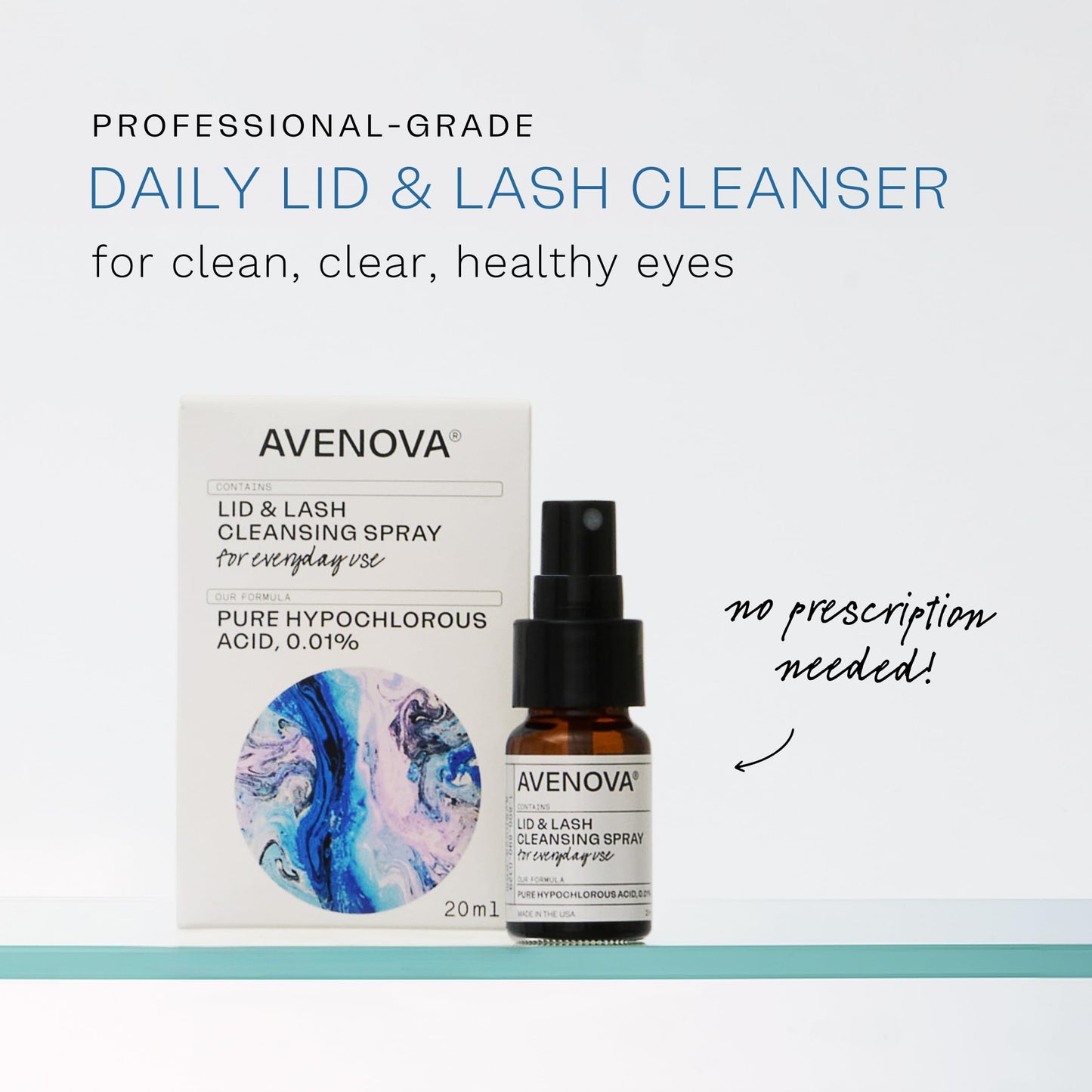 Avenova Eyelid and Eyelash Cleanser Spray - 20ml Bottle, 3-Pack - Gentle Everyday Pure Hypochlorous Acid Spray for Eye Irritation Beauty & Personal Care Avenova