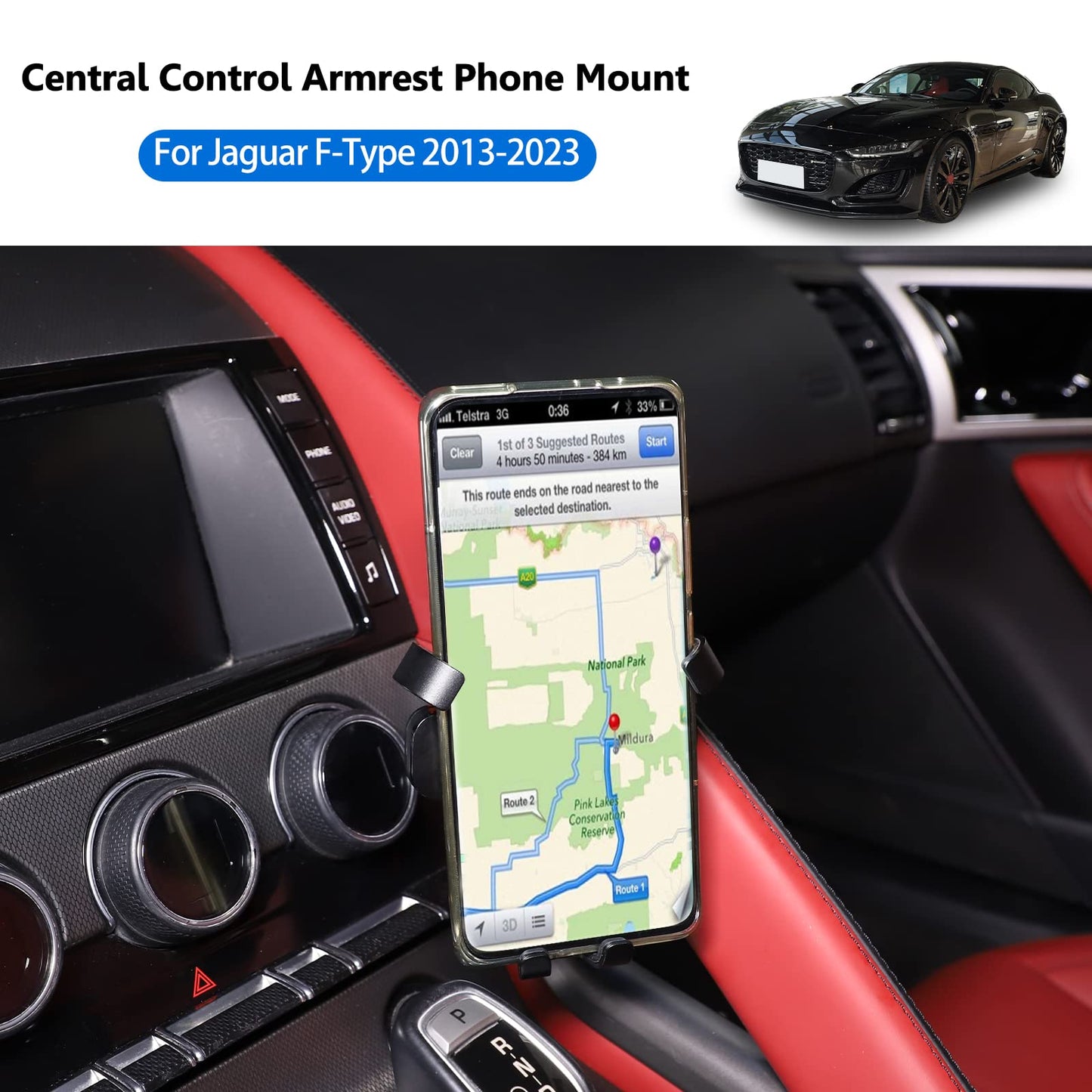 Daeiclru Cell Phone Holder Compatible with Jaguar F-Type 2013-2025, Car Central Control Armrest Phone Mount, Auto Mobile Phone Holder Accessories…