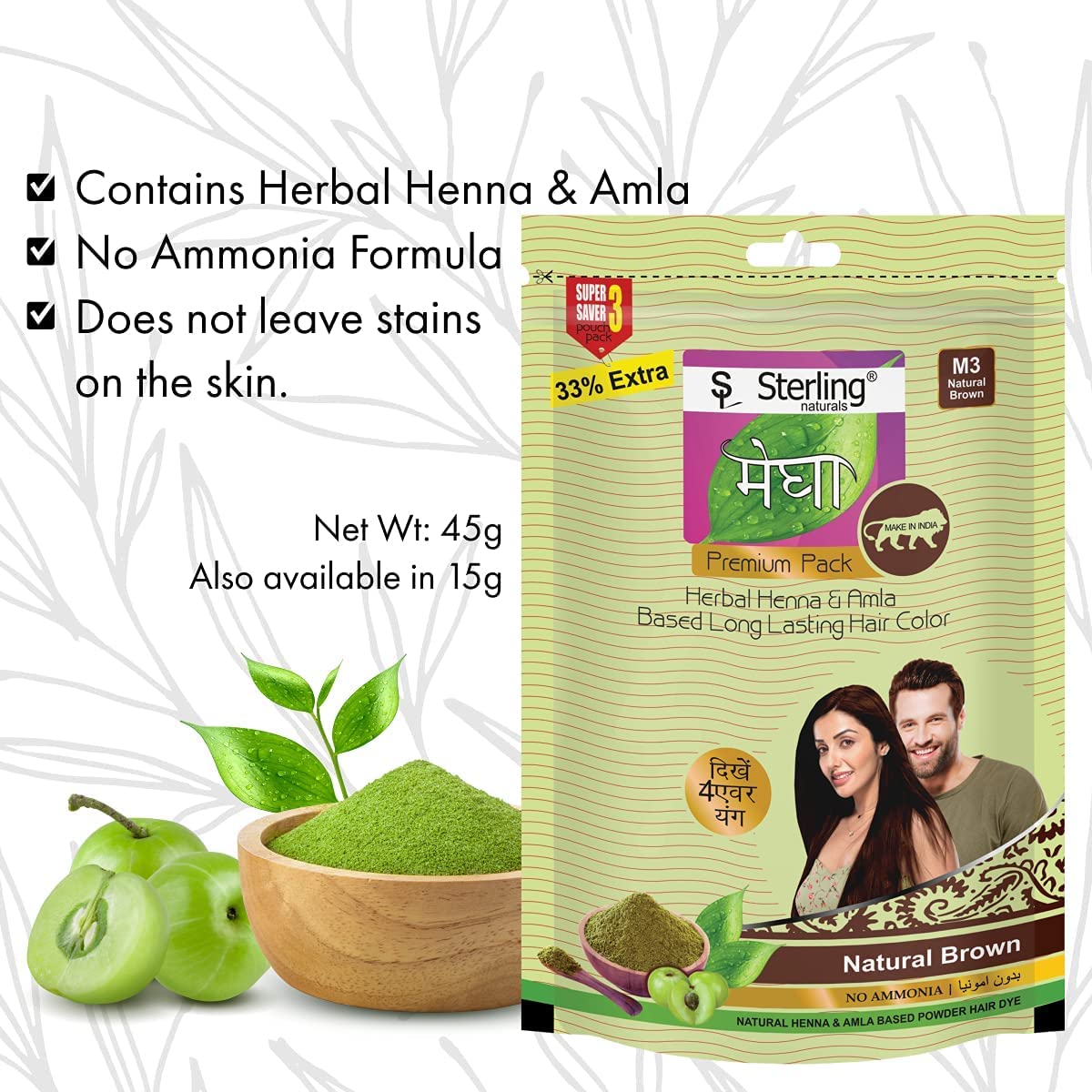 Nutranix Tna Megha Mehandi Hair Care Powder - Megha Mehandi (Pack Of 4) For Natural Hair Color Solution | For Men & Women 45GM. (Brown)