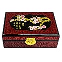 Fengshuibringluck Traditional Jewelry Box Dragon Phoenix Wood Jewelry Organizer Mother's Day Day gift Double Layer Small Bracelet Holder Display…