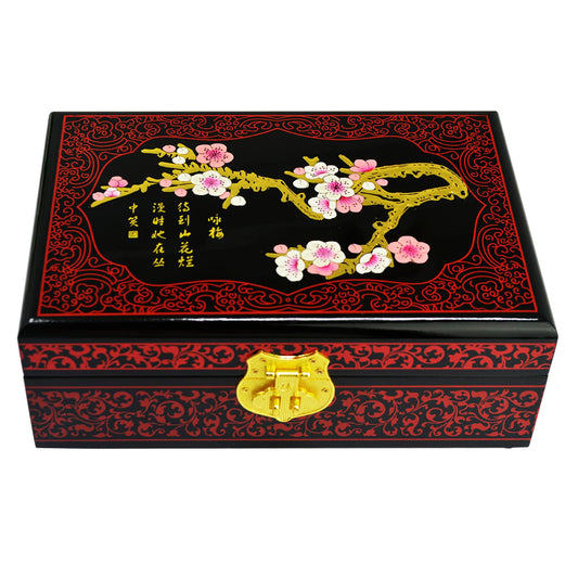 Fengshuibringluck Traditional Jewelry Box Dragon Phoenix Wood Jewelry Organizer Mother's Day Day gift Double Layer Small Bracelet Holder Display…