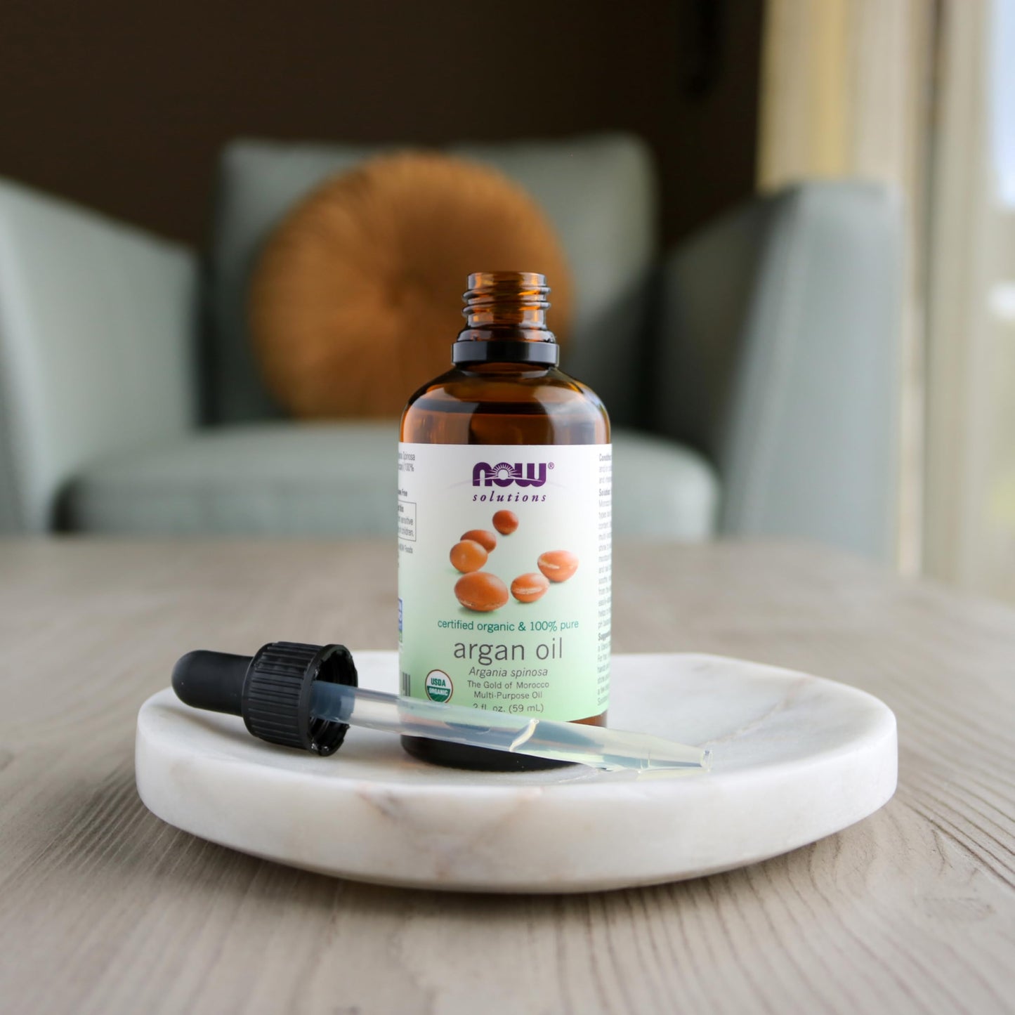 NOW Foods Solutions, Organic Argan Oil, Certified Organic and 100% Pure, "Gold of Morocco" Multi-Purpose Oil, 2-Ounce