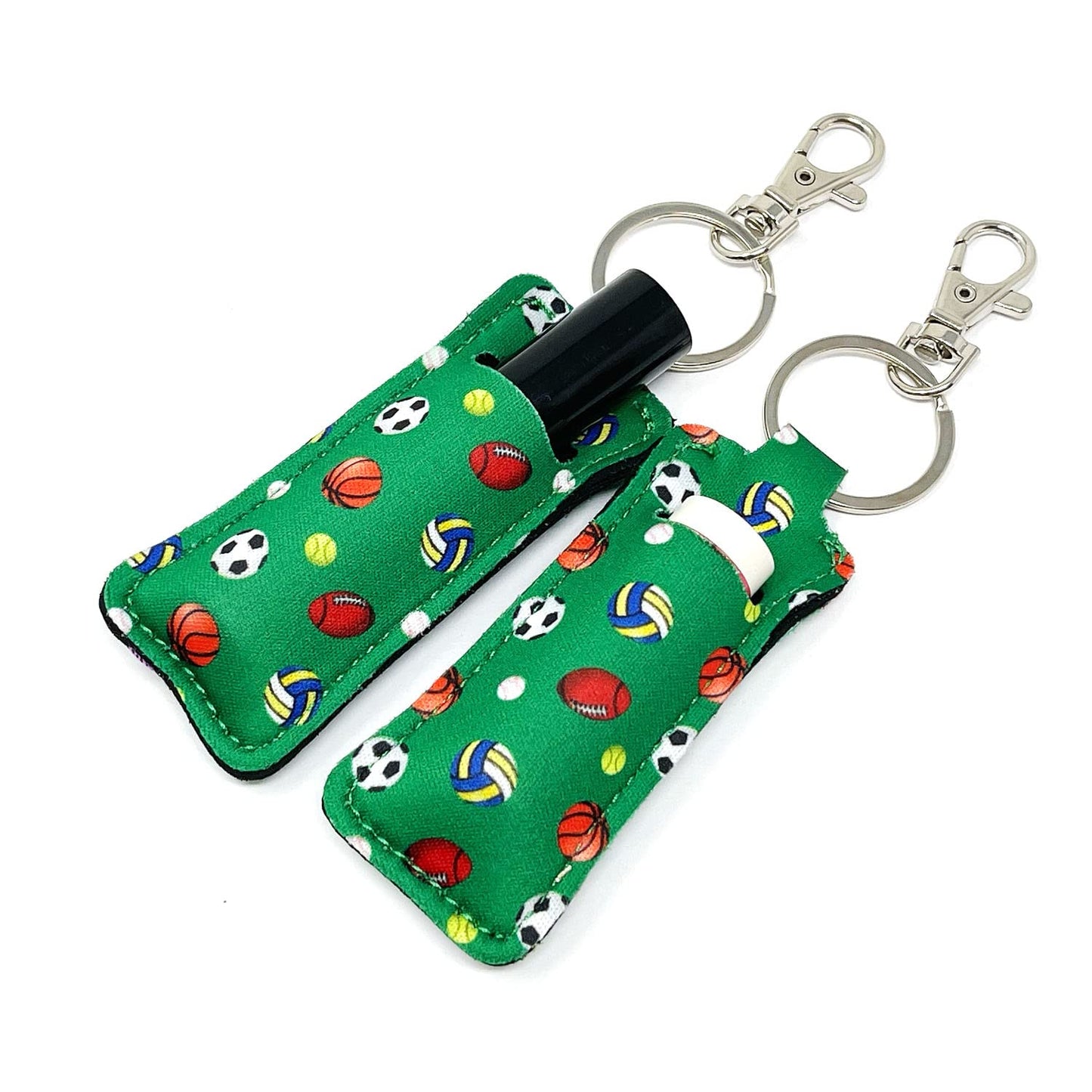 allydrew 10 Pack Chapstick Holder Keychain, Keyring for Lip Balm Lip Gloss Lipstick with 10 Pieces Metal Keyring Clasps, Sports
