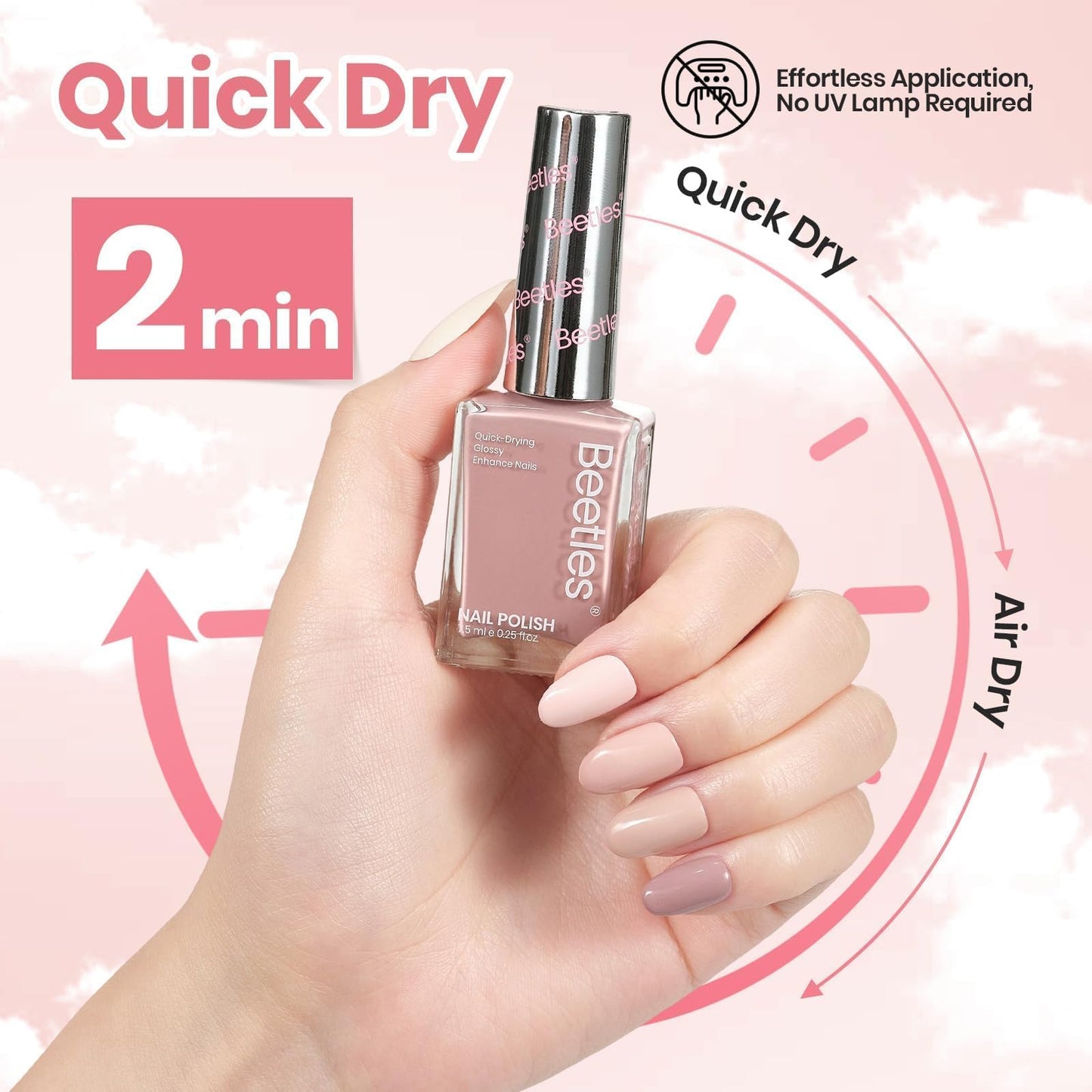 Beetles Nail Polish Set - Vanilla Cloud, 6 Corlors Nude Pink Nail Polish Quick Dry, Long-Lasting Pastel Nails for Spring & Summer Nails Art Effect Beauty and Personal Care beetles Gel Polish