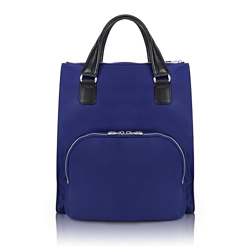 McKleinUSA N Series, Sofia, Nano Tech-Light Nylon with Leather Trim, 3-in-1 Nylon Ladies' Convertible Backpack Tote, Navy (18547), One Size