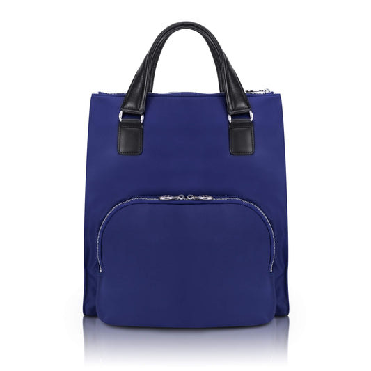 McKleinUSA N Series, Sofia, Nano Tech-Light Nylon with Leather Trim, 3-in-1 Nylon Ladies' Convertible Backpack Tote, Navy (18547), One Size
