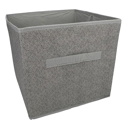 Collapsible Storage Container with Pull Handle Grey 11 in x 10.5 in x 10.5 in (27.9 cm x 26.7 cm x 26.7 cm) by essentials