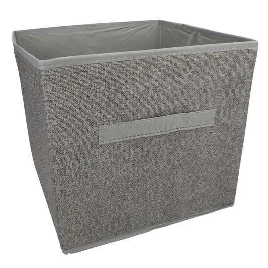 Collapsible Storage Container with Pull Handle Grey 11 in x 10.5 in x 10.5 in (27.9 cm x 26.7 cm x 26.7 cm) by essentials